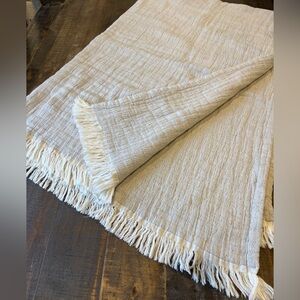 Piscatextil Portugal 100% Cotton Throw Blanket Cottage Light Grey & Cream 76x53”